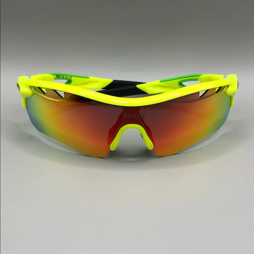 DUCO Polarized Sports Sunglasses Running Cycling Active Sports Neon Yellow 0025